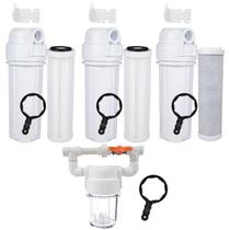 Filtro Agua 3 Estágios 2 Plissados + 1 Carvão + Clorador Branco Filtro Agua 3 Estágios 2 Plissados + 1 Carvão + Clorador Branco