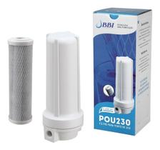 Filtro Agua Anticloro Bbi 230 Ponto De Uso Pou Carvão Ativado 230 + Suporte Para Fixar Na Parede