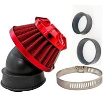 Filtro Ar Esportivo Adaptador borracha Curvo Atrox Vermelho