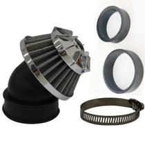Filtro Ar Esportivo Adaptador de borracha Curvo Atrox Prata