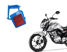 Filtro Ar Esportivo + Tampa Cg Titan Start Fan 150 160 Ano 2014 Até 2023 Azul Filtro Vermelho Lavável Filtro Ar Esportivo + Tampa Cg Titan Start Fan 150 160 Ano 2014 Até 2023 Azul Filtro Vermelho Lavável