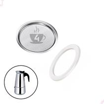 Filtro Cafeteira Italiana Inox 4 Xícaras Com Borracha De Silicone