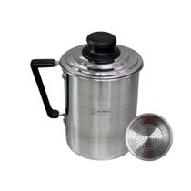 Filtro Caneco de Oléo Peneira de Cozinha em Alumínio com Coador Ralo 1 Litro Polido Copo com Filtro