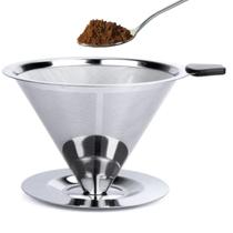 Filtro Coador de Café Chá Reutilizável Em Aço Inox Lavável Cor:Inox