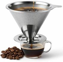 Filtro Coador de Café Inox 101/102/103 Com Pegador em Silicone Peneira de Aço Reutilizável Filtro Coador de Café Inox 101/102/103 Com Pegador em Silicone Peneira de Aço Reutilizável