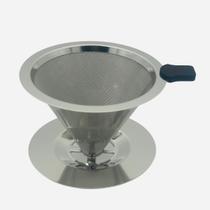 Filtro Coador De Café Inox 101 - Com Pegador em Silicone - Peneira Aço Reutilizável