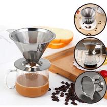Filtro Coador De Café Inox Com Base Sem Uso De Papel Premium