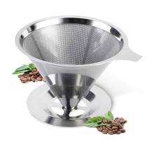 Filtro Coador De Café Reutilizável Aço Inox 304 Sem Papel Grande Uso Pour Over Prático Econômico