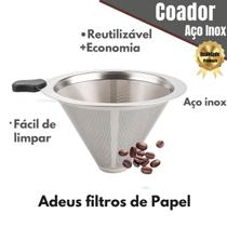 Filtro Coador Inox Reutilizável Premium 102 Café Dispensa Papel Com Aço Anti Bacteriano