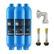Filtro de água Crystala RV/Camper Inline, pacote com 3 unidades com protetor de mangueira