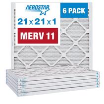 Filtro de ar Aerostar MERV 11 21x21x2cm para forno AC, pacote com 6
