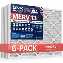 Filtro de ar BNX TruFilter 20x25x1 MERV 13 para forno AC (pacote com 6) Filtro de ar BNX TruFilter 20x25x1 MERV 13 para forno AC (pacote com 6)