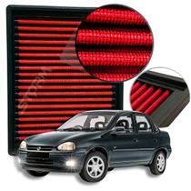 Filtro de Ar Esportivo Chevrolet Corsa motor 1.6 16v ano 1995 a 2006 GM GLS Sedan Wagon GSI Lavável reutilizável Potencia Economia Super manual