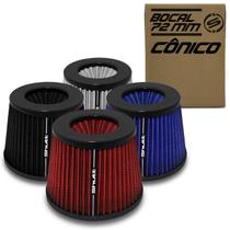 Filtro de Ar Esportivo Duplo Fluxo Monster 72mm Cônico Lavável Shutt Base Aço Maior Potência Tuning