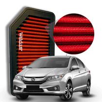 Filtro de Ar esportivo Honda City Motor 1.5 16v Flex Ano 2014 a 2017 Dx Ex Lx Sport Exl Sedan Sedã Manual Automatico