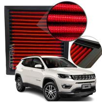 Filtro de Ar Esportivo Jeep Compass motor 2.0 16v Flex ano 2017 a 2021 Longitude Trailhawk Limited Night Eagle 4x4 S 2018 2019 2020 lavável