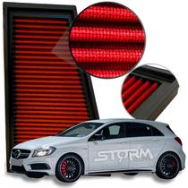 Filtro de Ar Esportivo Mercedes A200 Motor 1.6 Cg Turbo Ano 2012 A 2018 Style Urban 7G-DCT Automático Hatch stage remap potencia chip - RS FILTER lavável reutilizável 2017 2016 2015 2014 2013