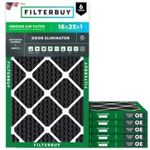 Filtro de ar Filterbuy 16x25x1 Eliminador de odores MERV 8 (pacote com 6) Filtro de ar Filterbuy 16x25x1 Eliminador de odores MERV 8 (pacote com 6)