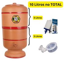 Filtro de barro 10 litros (5+5) com 1 vela tripla Ação e 1 boia.