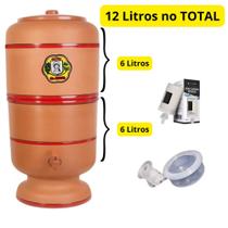 Filtro de barro 12 litros no total ( 6+6) com 2 velas carvão ativado e 2 boias.