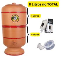 Filtro de barro 8 litros(4+4) com 1 vela carvão e 1 boia.