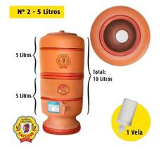 Filtro de barro original cacique 10l(5+5) vela boia torneira