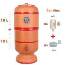 Filtro de Barro para água - 10 Litros com 4 Velas e 4 Boias