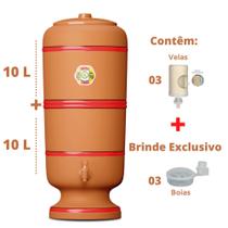 Filtro de Barro para água Tradicional 10 Litros com 3 Velas e 3 Boias - São Pedro