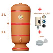 Filtro de Barro para água Tradicional 2 Litros com 1 Boia + 1 Vela Tripla Ação - São Pedro