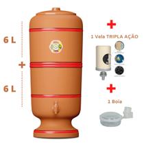 Filtro de Barro para água Tradicional 6 Litros com 1 Boia + 1 Vela Tripla Ação - São Pedro