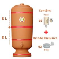 Filtro de Barro para água Tradicional 8 Litros com 2 Velas e 2 Boias - São Pedro