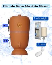 Filtro de barro são João Classic 5 litros (5+5) com 1 vela tripla Ação stefani e1 boia.