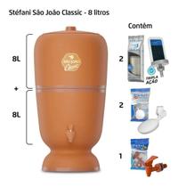 Filtro de Barro Stéfani São João Classic 8L COMPLETO com 02 velas tripla ação 02 boias 01 tampa e 01 torneira