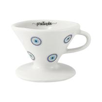 Filtro de Café Coador de Porcelana Branca Decorado - Olho Grego Filtro de Café Coador de Porcelana Branca Decorado - Olho Grego