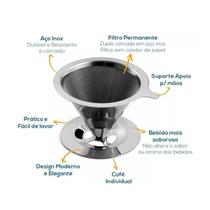 Filtro De Café Inox Peneira Aço Reutilizável Coador inoxidável
