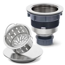 Filtro de drenagem de pia de aço inoxidável BOTEMY Kit de montagem de drenagem de pia de cozinha de 3-1/2 polegadas com cesto de filtro de pia profunda removível e tampa de pia, tampa plana, substituição para pias de cozinha padrão domésticas