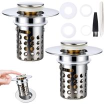 Filtro de drenagem de pia de banheiro, 2 peças Mity rain com coletor de cabelo