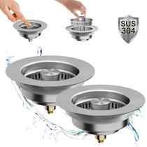 Filtro de drenagem de pia de cozinha Stopper Tirejeen 3 em 1 (pacote com 2) Filtro de drenagem de pia de cozinha Stopper Tirejeen 3 em 1 (pacote com 2)