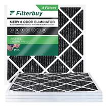 Filtro de filtro 12x12x1 Filtro de ar MERV 8 Eliminador de Odor (4-Pack), Reposição de filtros de ar do forno HVAC AC plissado com carbono ativado (tamanho real: 11,69 x 11,69 x 0,75 polegadas)