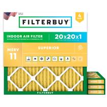 Filtro de filtro 20x20x1 Filtro de ar MERV 11, Filtros de forno HVAC AC Plissados (4-Pack, Ouro)