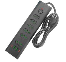 Filtro de Linha 10 em 1 Com Protetor 6 Tomadas 10A 20A DPS Extensão Elétrica Bivolt Regua Com 4 USB, USB Tipo C Cabo 2M Filtro de Linha 10 em 1 Com Protetor 6 Tomadas 10A 20A DPS Extensão Elétrica Bivolt Regua Com 4 USB, USB Tipo C Cabo 2M