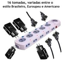 Filtro de Linha 16 Tomadas 3 METROS EXTENSÃO - Tribo Filtro de Linha 16 Tomadas 3 METROS EXTENSÃO - Tribo