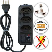 Filtro de Linha 3 Tomadas Régua 110/220v Bivolt Universal C/ Protetor Descarga de Energia Filtro de Linha 3 Tomadas Régua 110/220v Bivolt Universal C/ Protetor Descarga de Energia