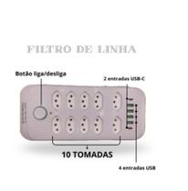 Filtro de linha 3mts 10 tomadas e 4 usb 2c al-7238