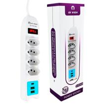 Filtro de Linha 4 Tomadas 2 USB e 1 USB-C com 2M