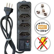 Filtro de Linha 4 Tomadas Preto ou Branco Régua 110/220v Bivolt Universal C/ Protetor Descarga de Energia Filtro de Linha 4 Tomadas Preto ou Branco Régua 110/220v Bivolt Universal C/ Protetor Descarga de Energia