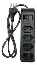 Filtro De Linha 4 Tomadas Preto Proteção contra Surtos Elétricos Kit 2 peças