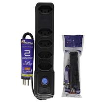 Filtro De Linha 5 Tomadas 2p+t - 10a 250v - Preto - Naticon