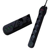 Filtro de linha 5 tomadas e 3 usb preto qualitronix