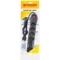 Filtro de linha 5 tomadas preto - megatron Filtro de linha 5 tomadas preto - megatron